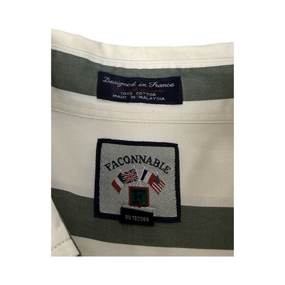 Faconnable Men's XXL 2XL White Stripe Embroidered Crest Button Up Academia - Picture 14 of 15